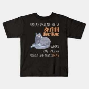 Proud Parents of British Shorthair Pet Cat Kids T-Shirt